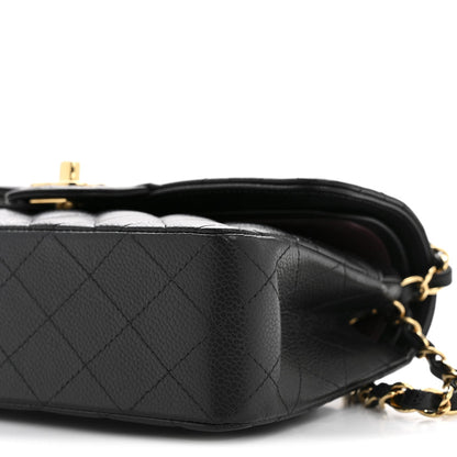 Caviar Quilted Small Double Flap Black