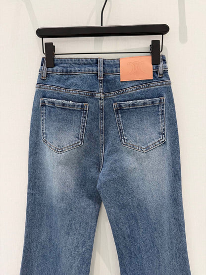 Celine 26S Flap Pocket Flared Jeans Union Wash Cotton 351198