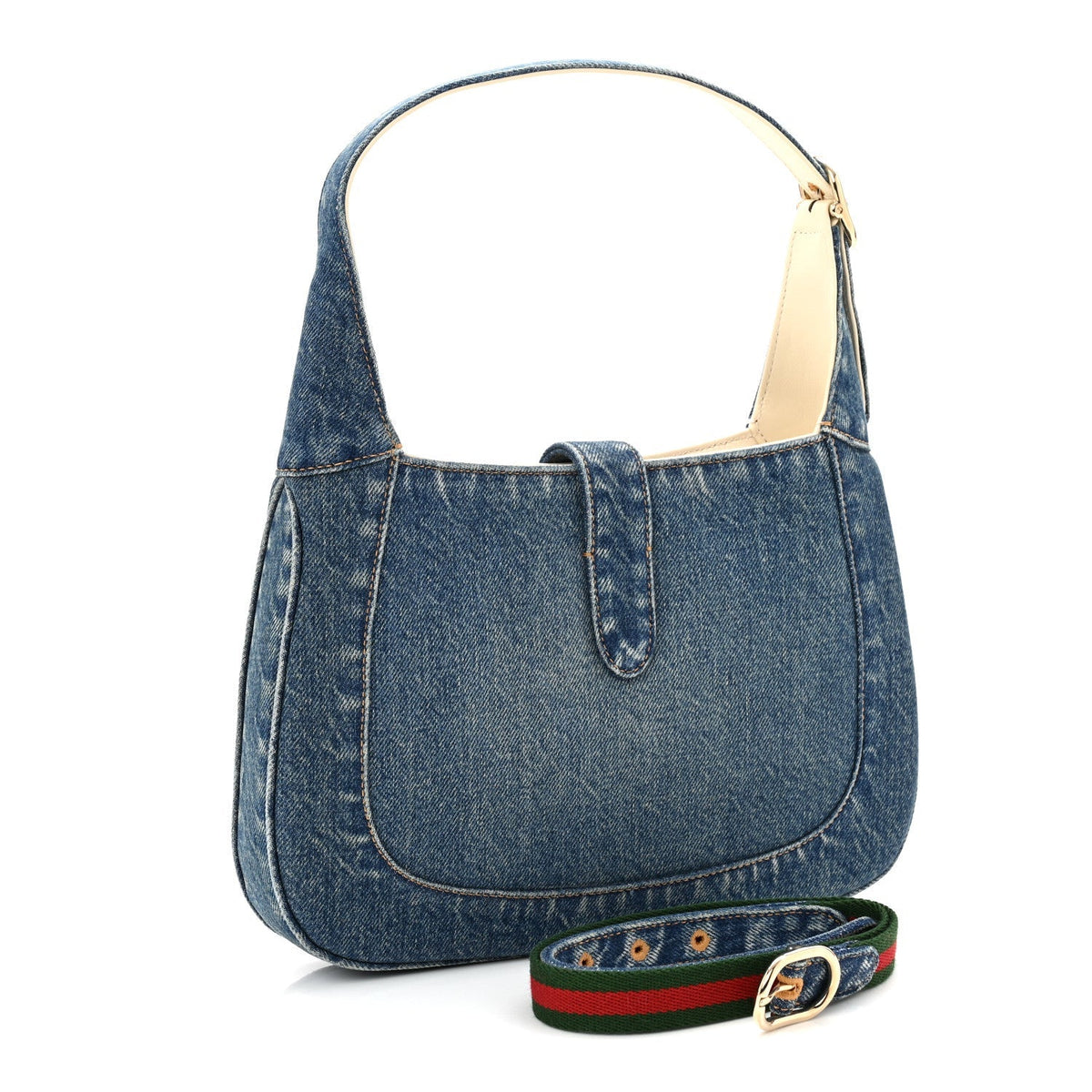 Denim Small Jackie Shoulder Bag Blue Denim