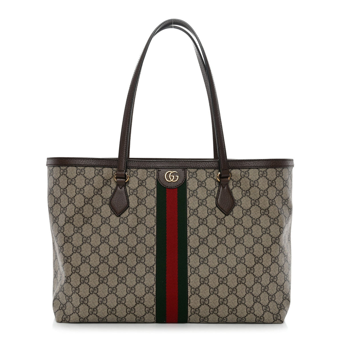 GG Supreme Monogram Medium Ophidia Shopping Tote Brown