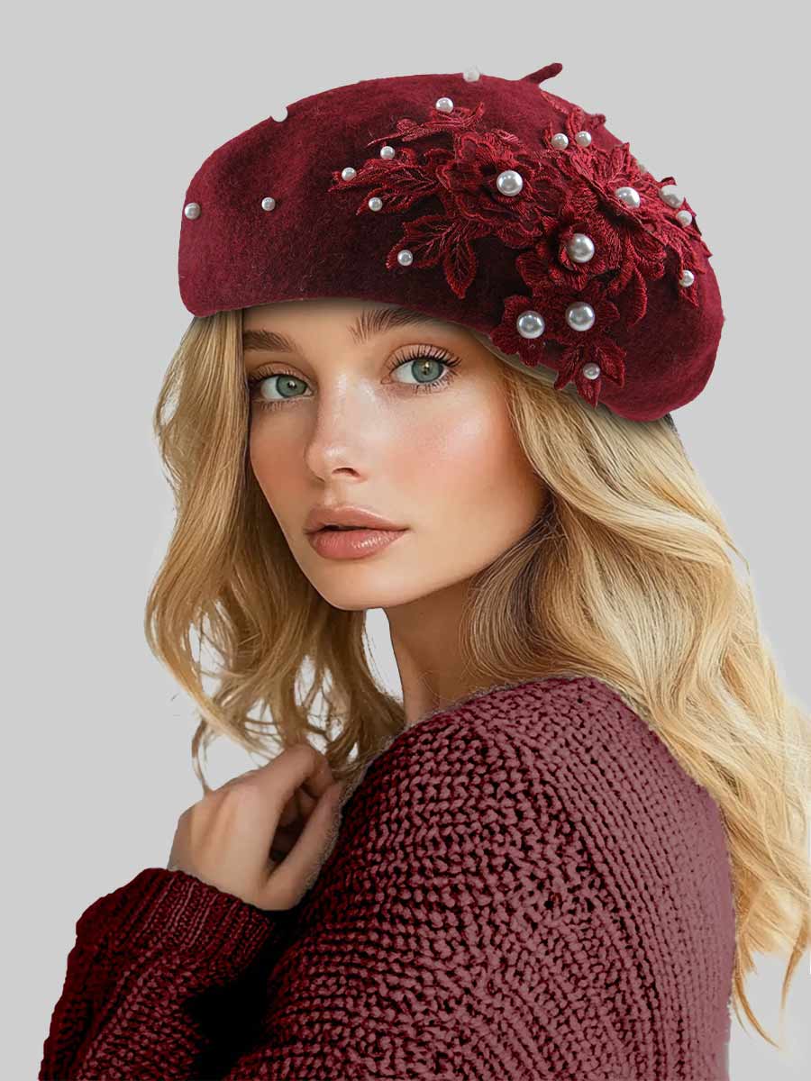 Mariana Pearl Beaded Lace Beret