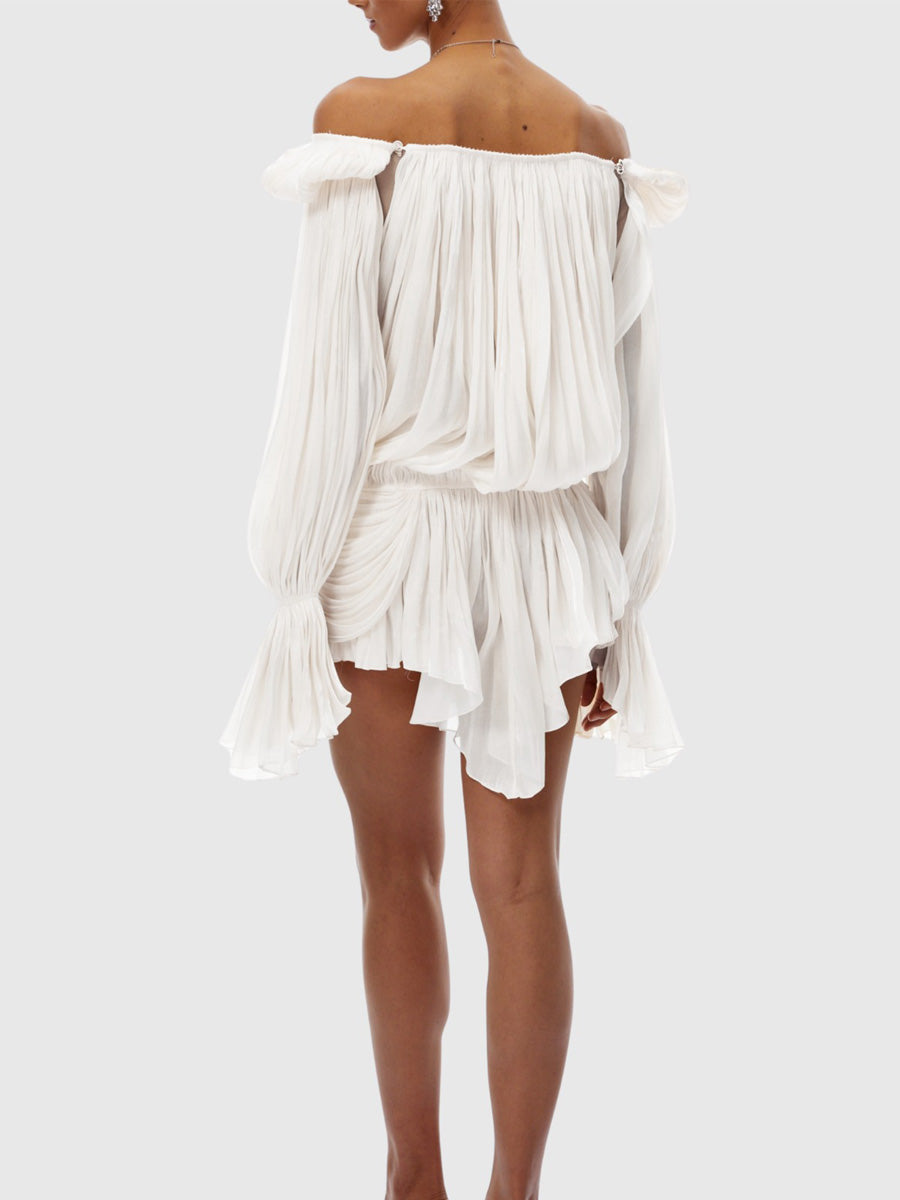 Christabel Pleated Ruffle Mini Dress