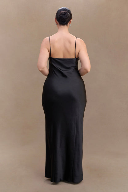 Lilly Sweetheart Satin Maxi Dress - Black