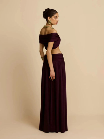 Bellamy Top And Skirt Set In Plum