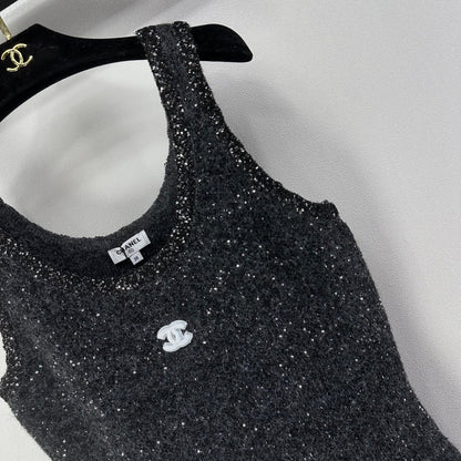 CC 26C Vest Dress Dark Grey Sequin Tweed 349039