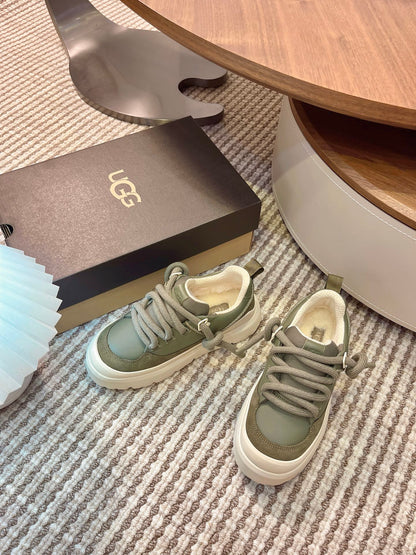 UGG Heritage Utility Sneakers Cream Olive Green Suede Cowhide