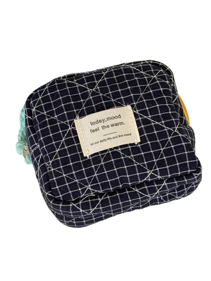 Cosbai - Plaid Color Block Portable Coin Pouch
