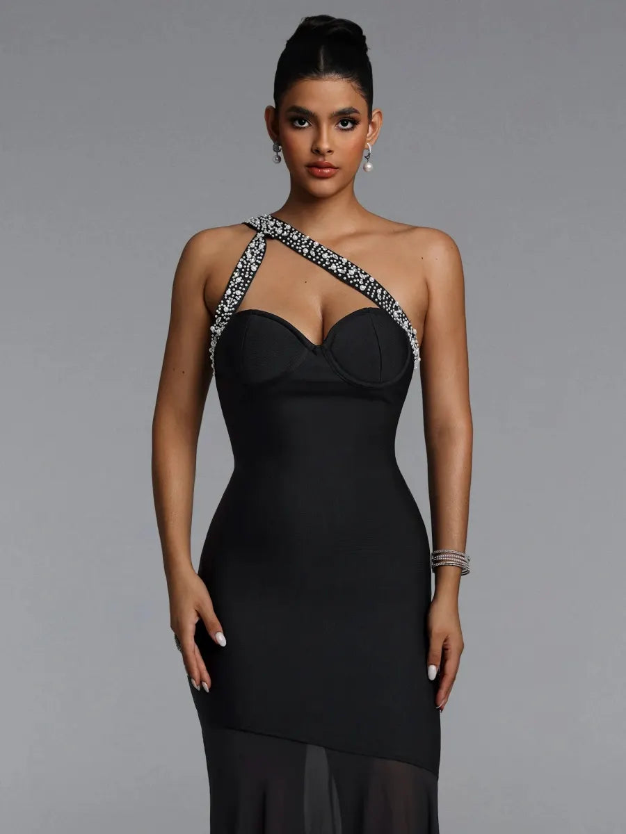 Monica Velvet Strapless Crystal-Trim Maxi Dress