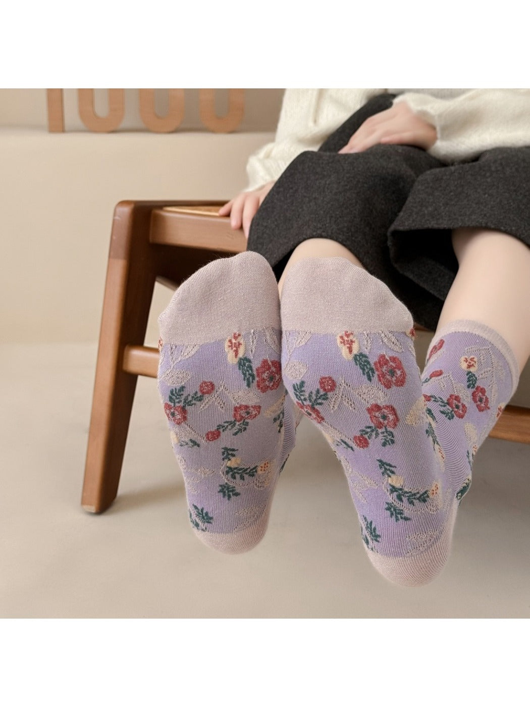 Rufia - Simple Flower Mid-Calf Socks - Chic &amp; Sweet