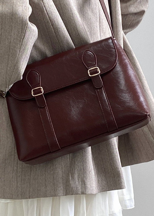 Shoulder Messenger Bag Burgundy Leather Vintage