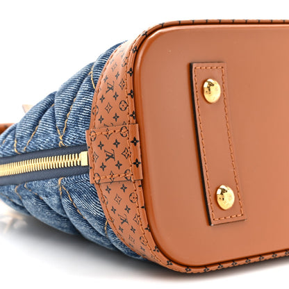 Denim Calfskin Reverse Monogram Malletage Alma BB Blue