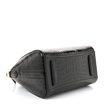 Calfskin Crocodile Embossed Mini Antigona Black