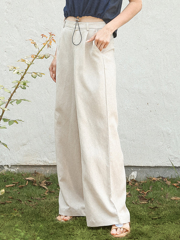 Column Loose Solid Color Casual Pants Bottoms