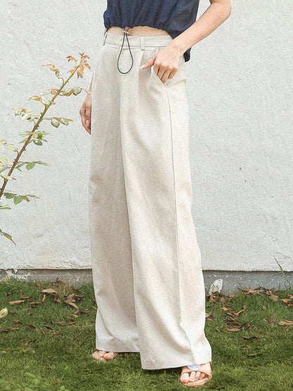 Column Loose Solid Color Casual Pants Bottoms