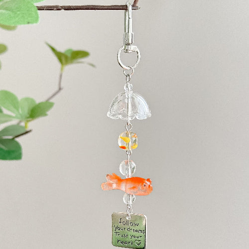 Cute Goldfish Wind Chime Crystal Bag Charm