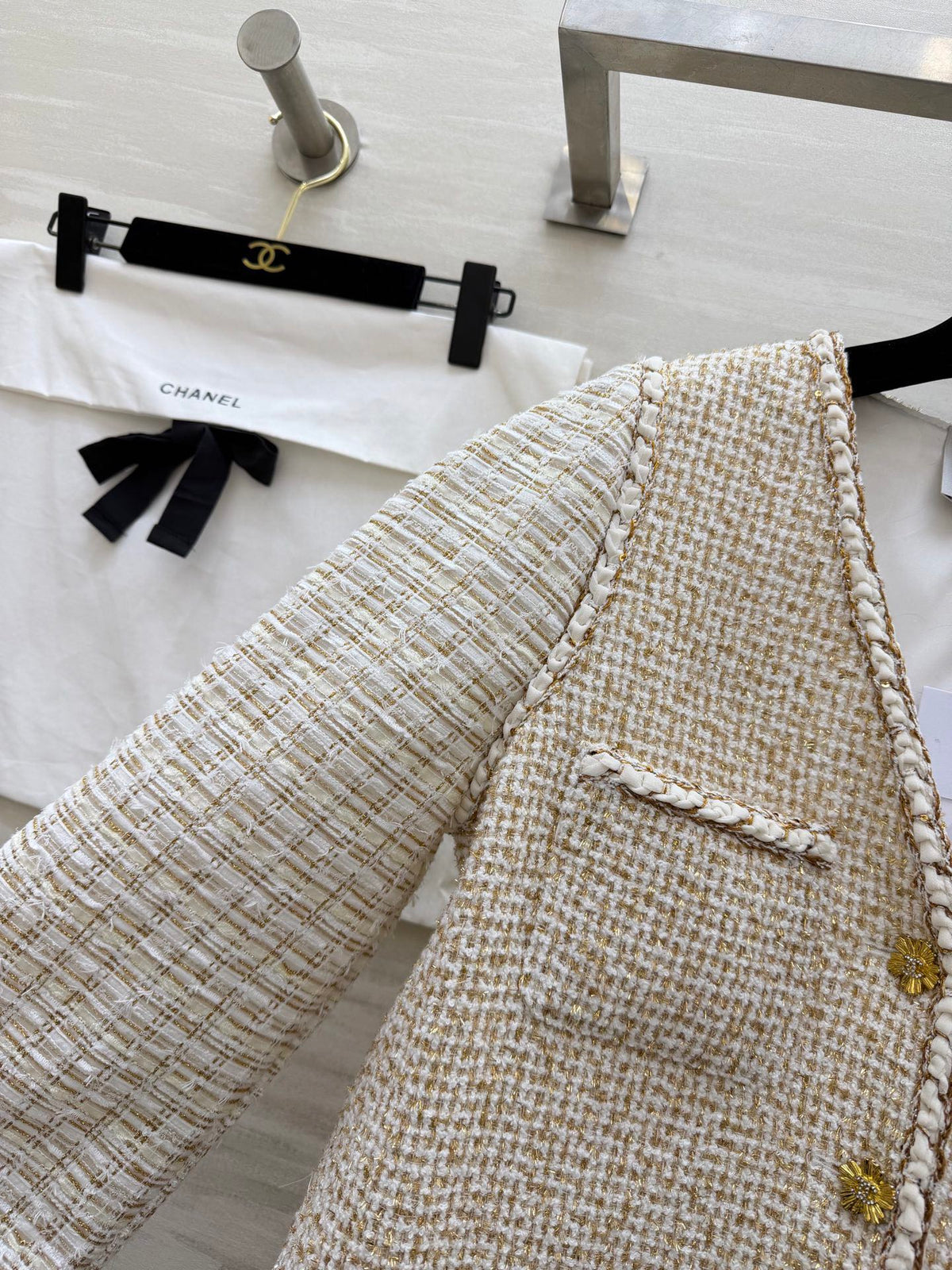 CC 26s Cruise Jacket Beige Tweed Weave & Gold Thread