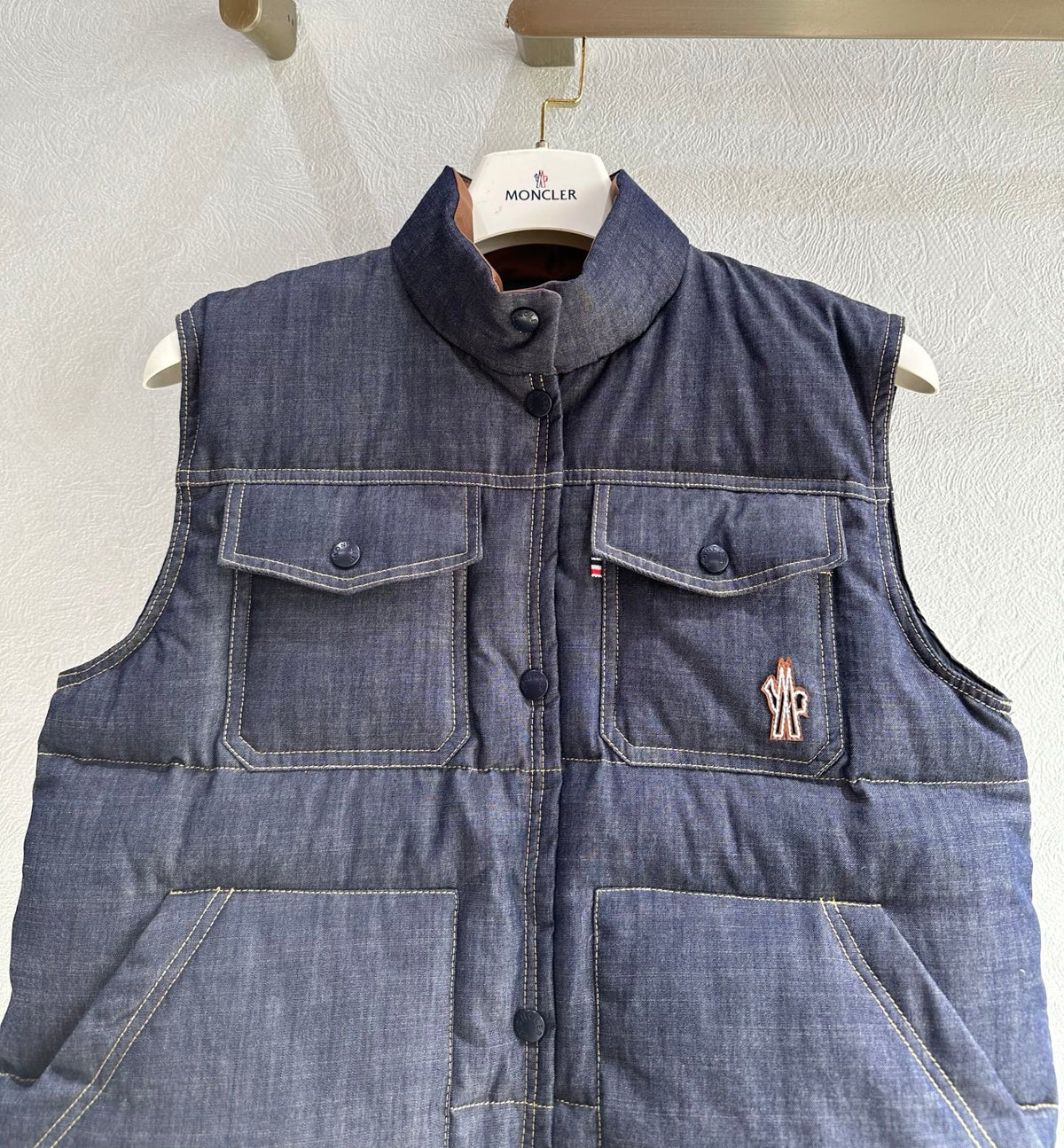 Moncler 2025 Grenoble Krachan Gilet Blue Denim Down