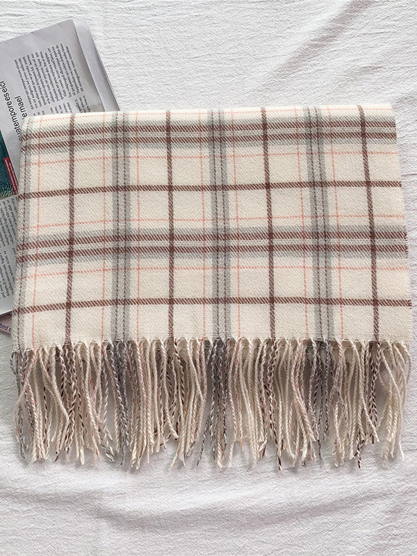 Keep Warm Plaid Tasseled Shawl&Scarf