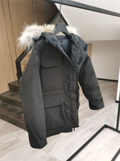 Canada Goose Children Parka Jacket Black Fox Fur Polyester Cotton