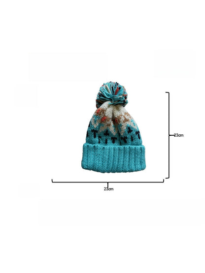 Haila - Winter Knitted Beanie with Colorful Pompom