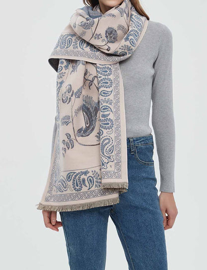 Soft Jacquard Cashew Flower Shawl Winter Scarf