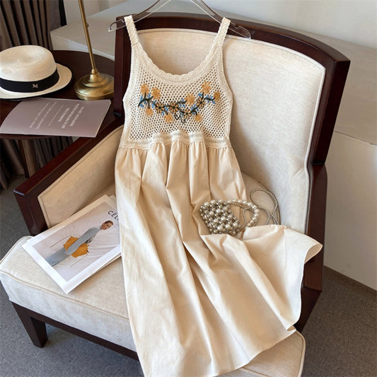 Crosa - Embroidered Vine Floral Midi Dress