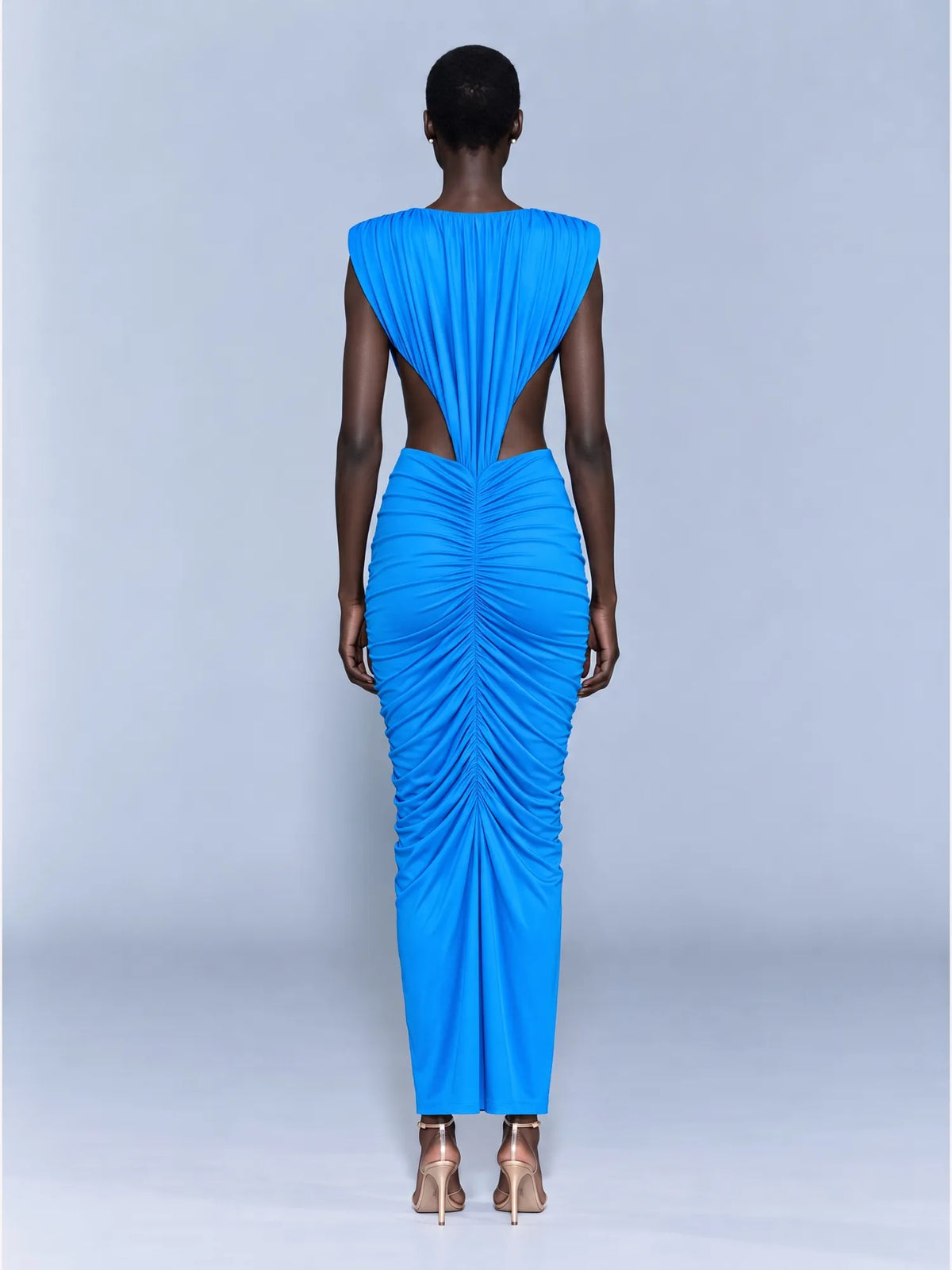 Evelyn Pleated Openwork Maxi Dress