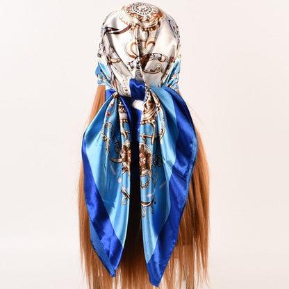 Satin Vintage Printed Square Head Scarf