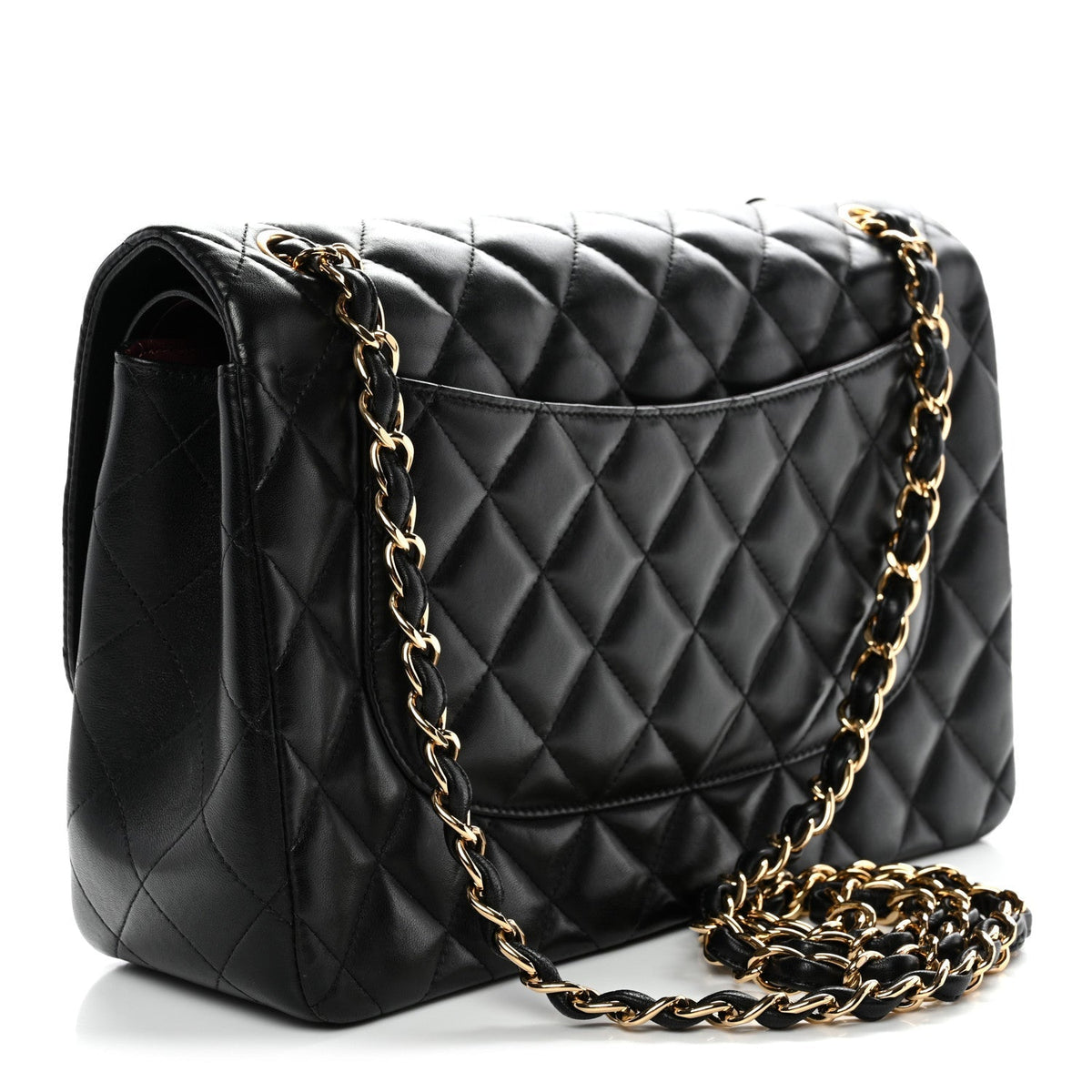 Lambskin Quilted Jumbo Double Flap Black