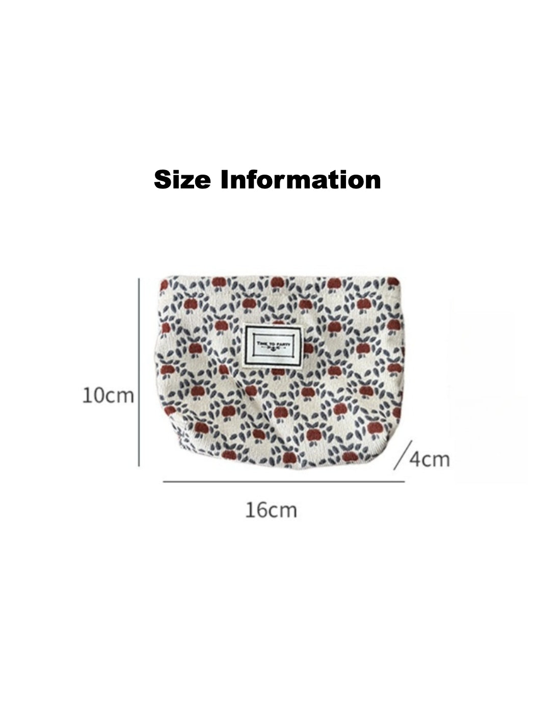 Cosbai - Corduroy Travel Cosmetic Pouch with Floral Patterns