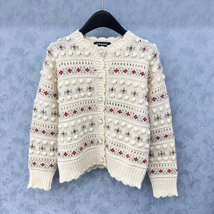 CC 2025 Jacket With Pearl Button Cream mix Colors Wool 325857