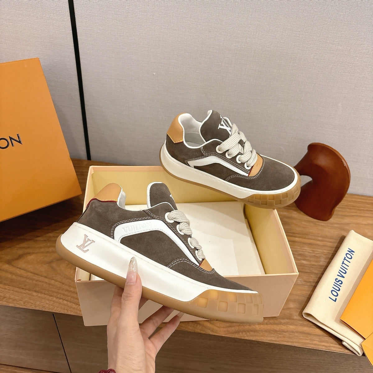 LV 2026 Tilted Sneaker Gray Suede Leather 594931
