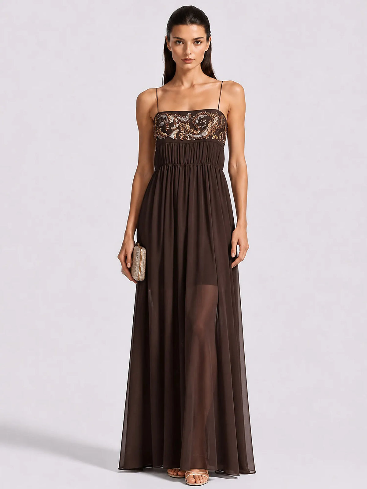Elodie Sequin and Beaded Chiffon Dress