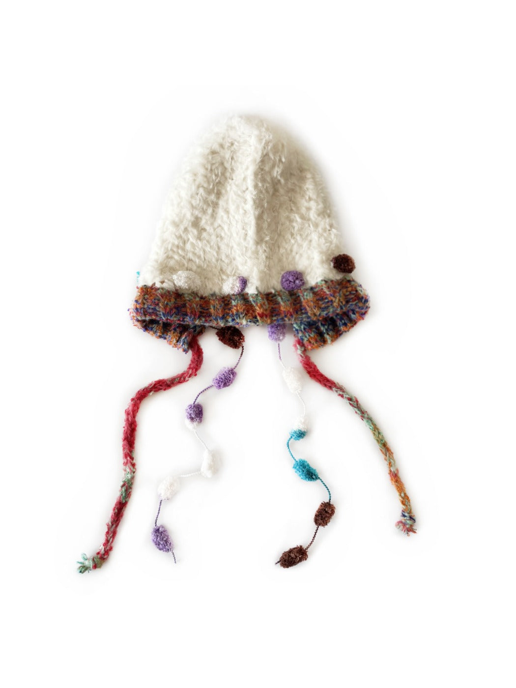 Haila - Winter Knitted Beanie with Pompom &amp; Tassel Braids