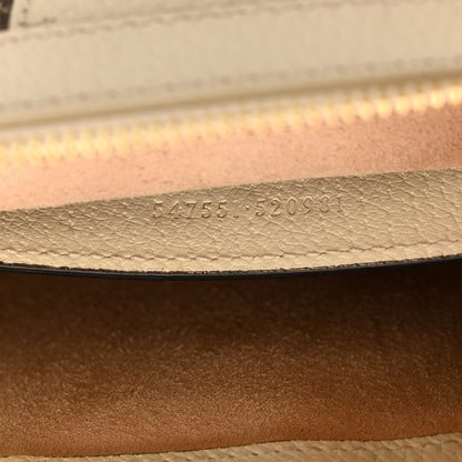 GG Supreme Monogram Textured Dollar Calfskin Web Small Ophidia Tote Bag Beige Ebony Mystic White