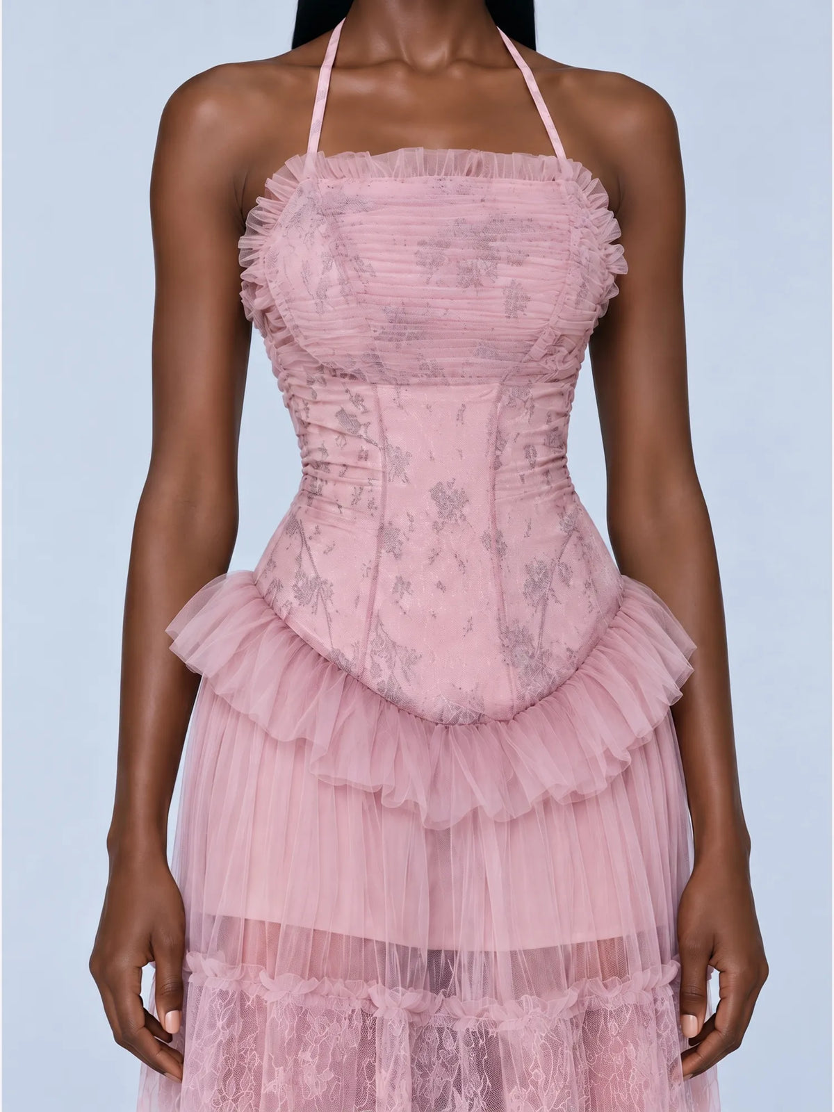 Serafina Lace Detail Tiered Maxi Dress