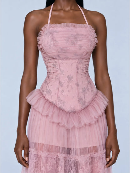 Serafina Lace Detail Tiered Maxi Dress