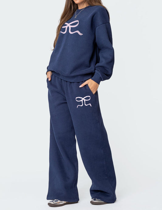 Casual Long Sleeve Thickened Sweatshirt Pants Set