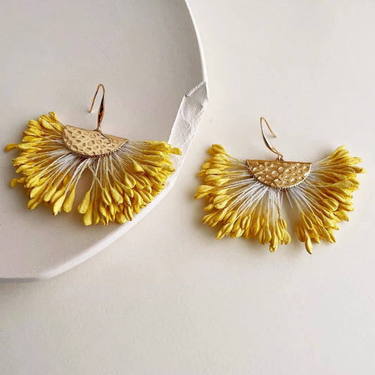 Earwish - Yellow Wheat Earrings - Bright &amp; Vibrant