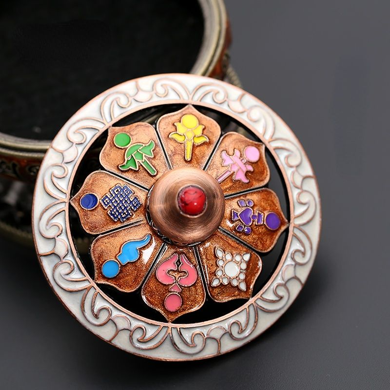 Alloy Plate Incense Burner Household Tibetan Eight Treasures Eight Auspicious Sandalwood Incense Burner Nepal Tea Ceremony Ornaments
