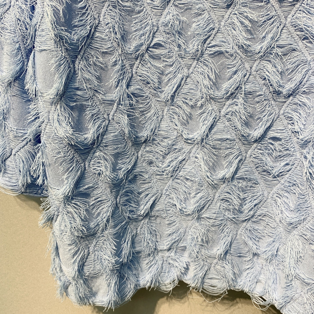 CC SS26 Feather-Trimmed Chiffon Top Light Blue Chiffon 350966