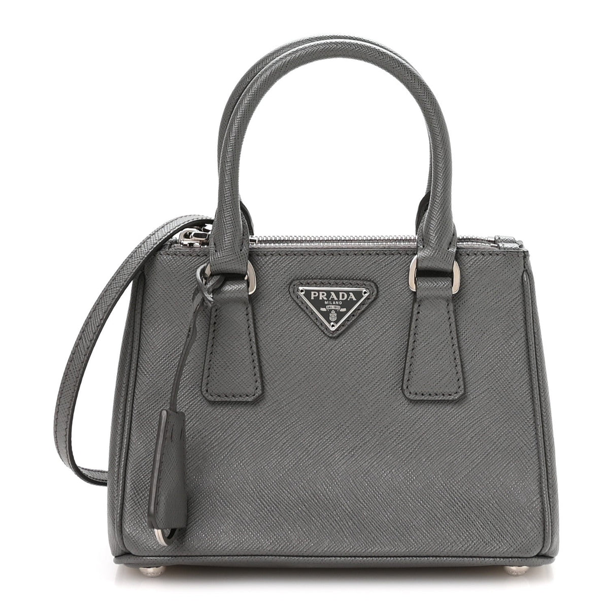 Saffiano Micro Galleria Double Zip Tote Marmo