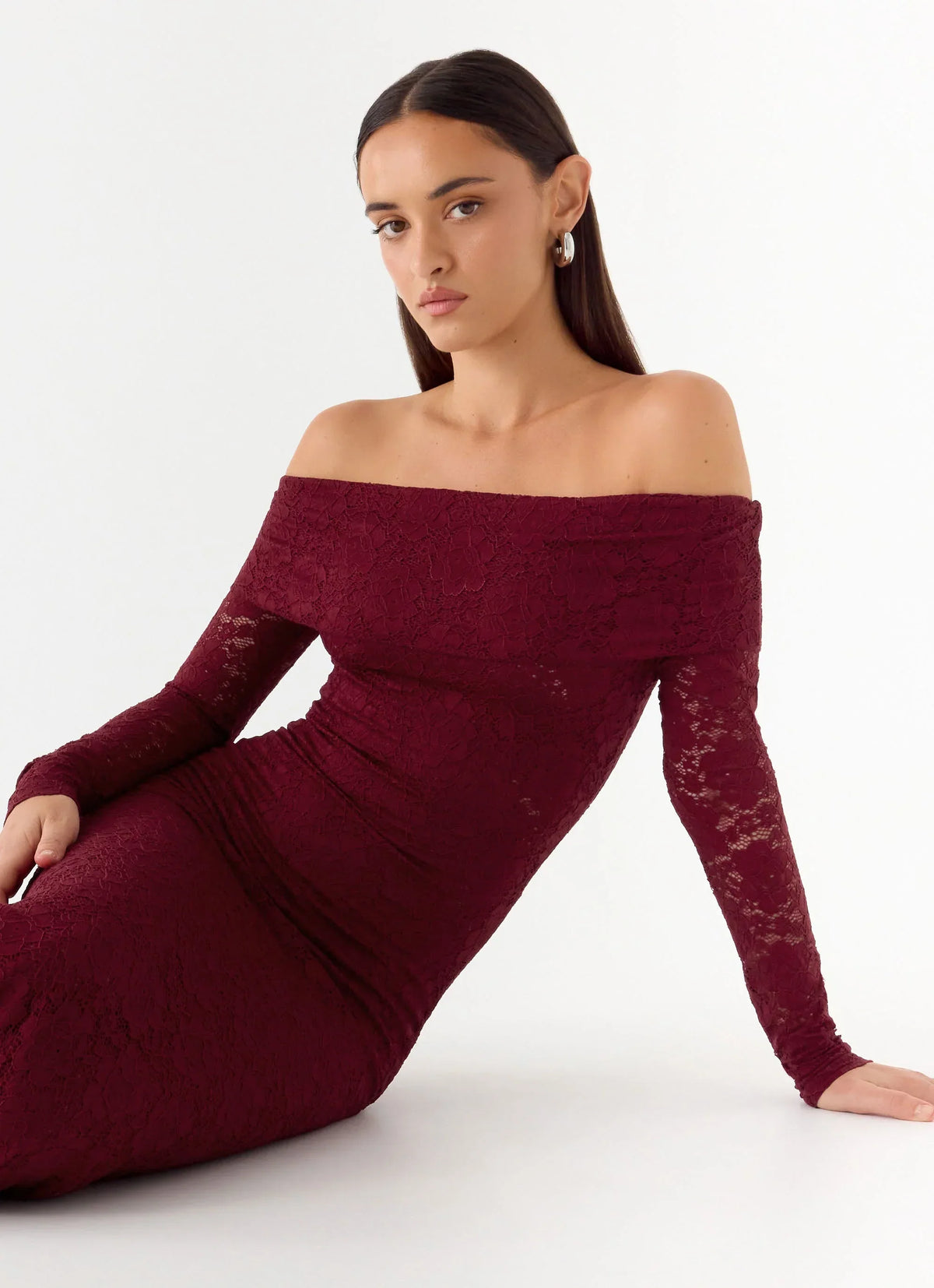 Yours Always Lace Maxi Dress - Merlot