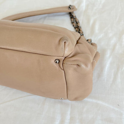Chanel Tan Leather Accordion Zipper bag