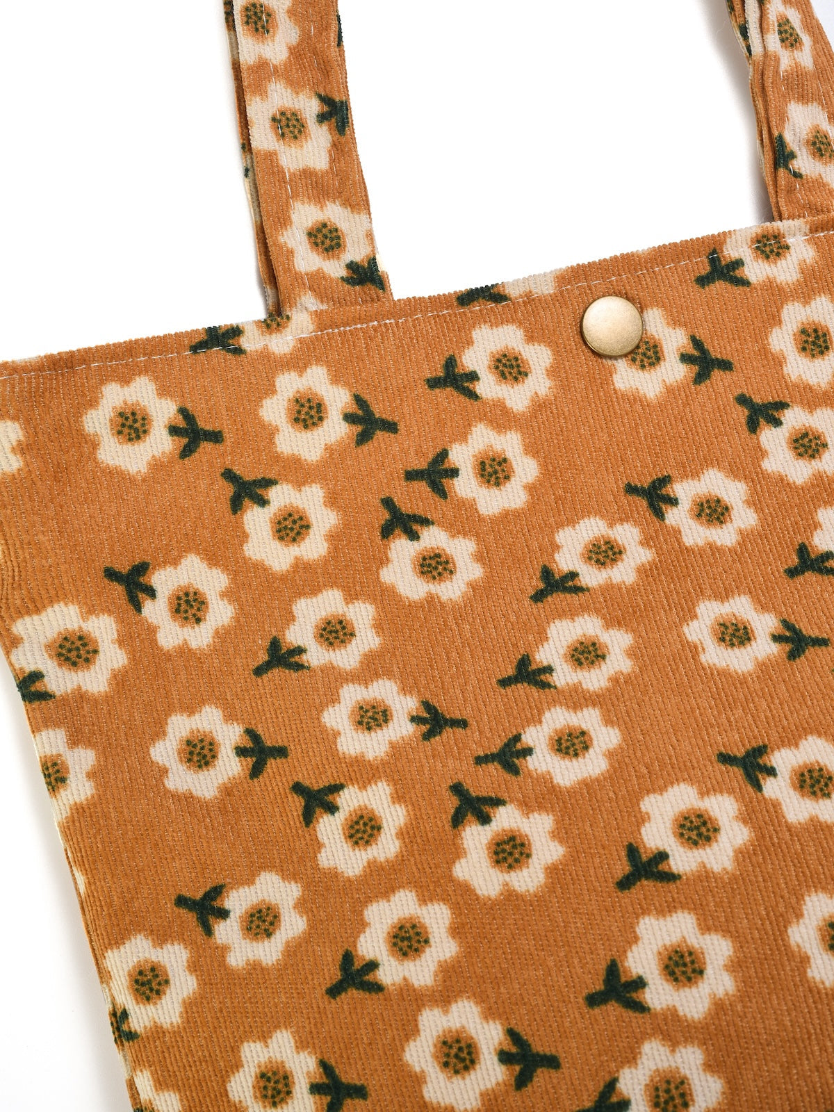 Cosbai - Small Vintage Artistic Floral Tote Bag
