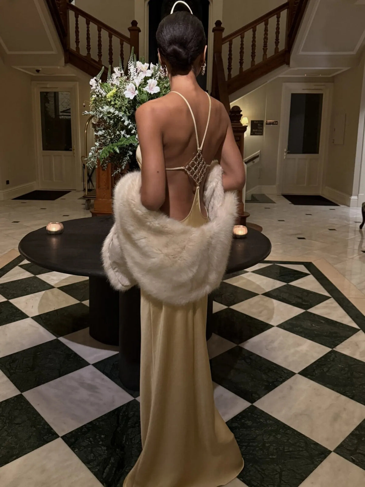 Valentina Open Back Rhinestone Maxi Dress