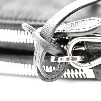 Re-Nylon Saffiano Re-Edition 2000 Double Zip Crossbody Bag Black