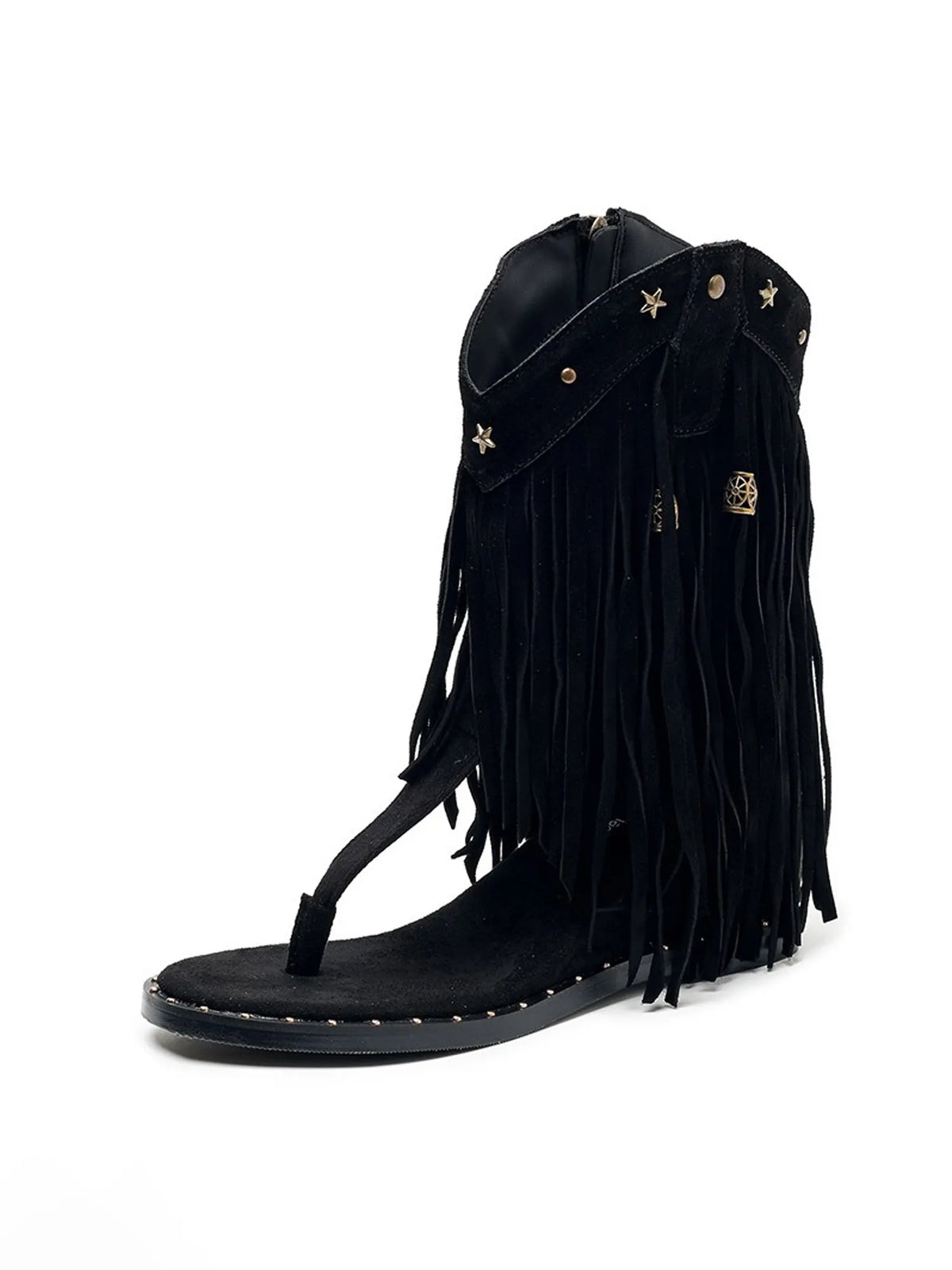 Wren Studded Tassel Peep-Toe Booties