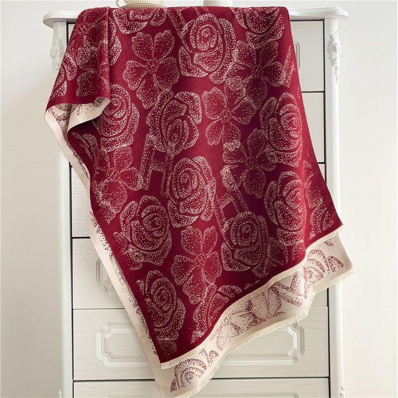 Jacquard Fringed Cashmere-Like Scarf