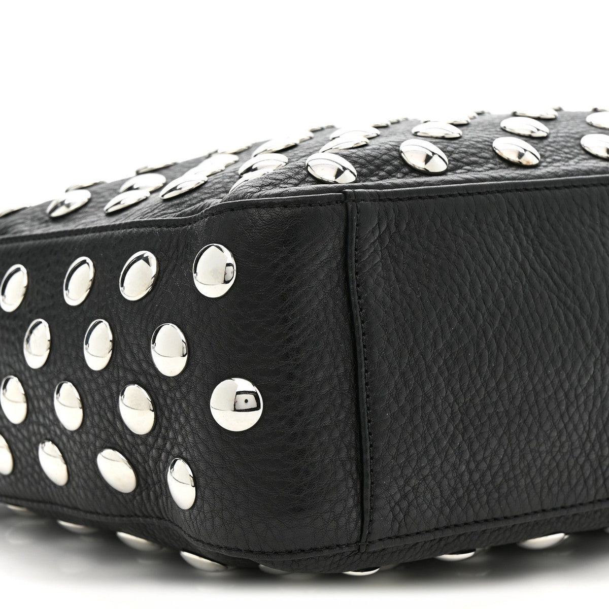Pebbled Sport Calfskin Studded Elena Black
